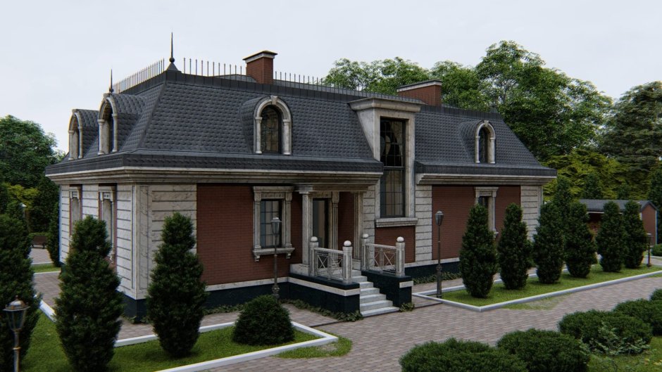 Дом с мансардой в классическом стиле
