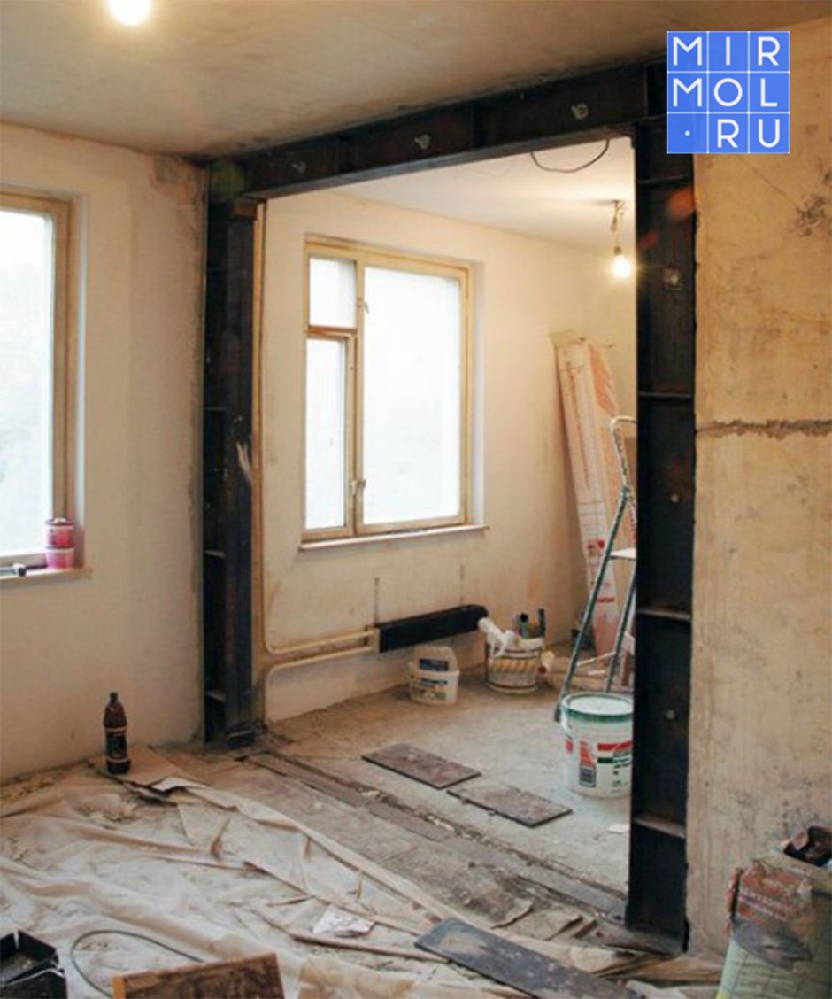 Снести стену между кухней и комнатой