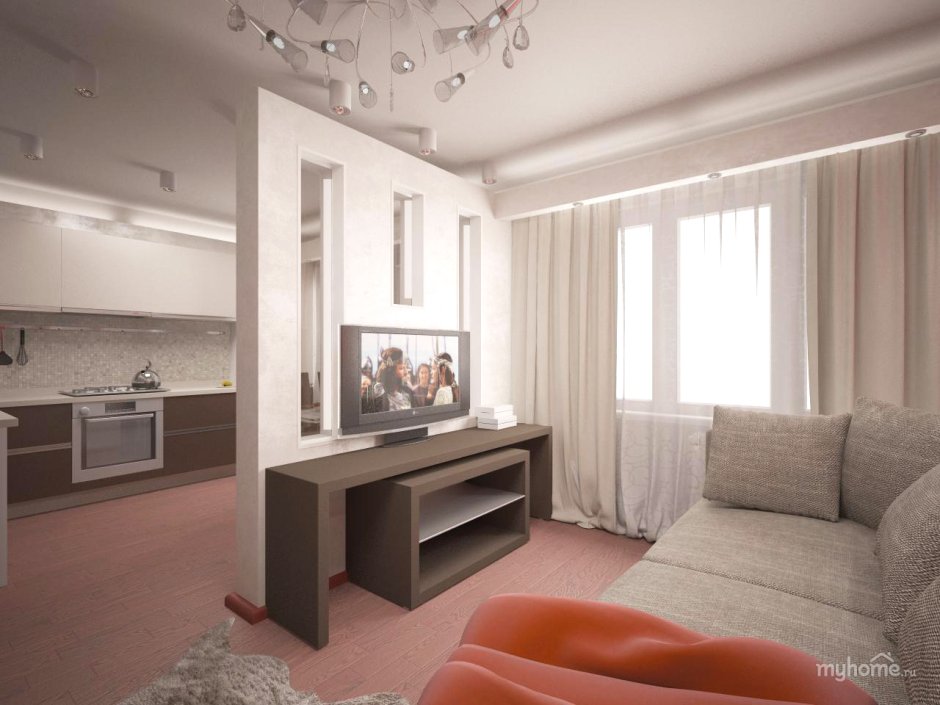 Кухня совмещенная с гостиной в панельном доме