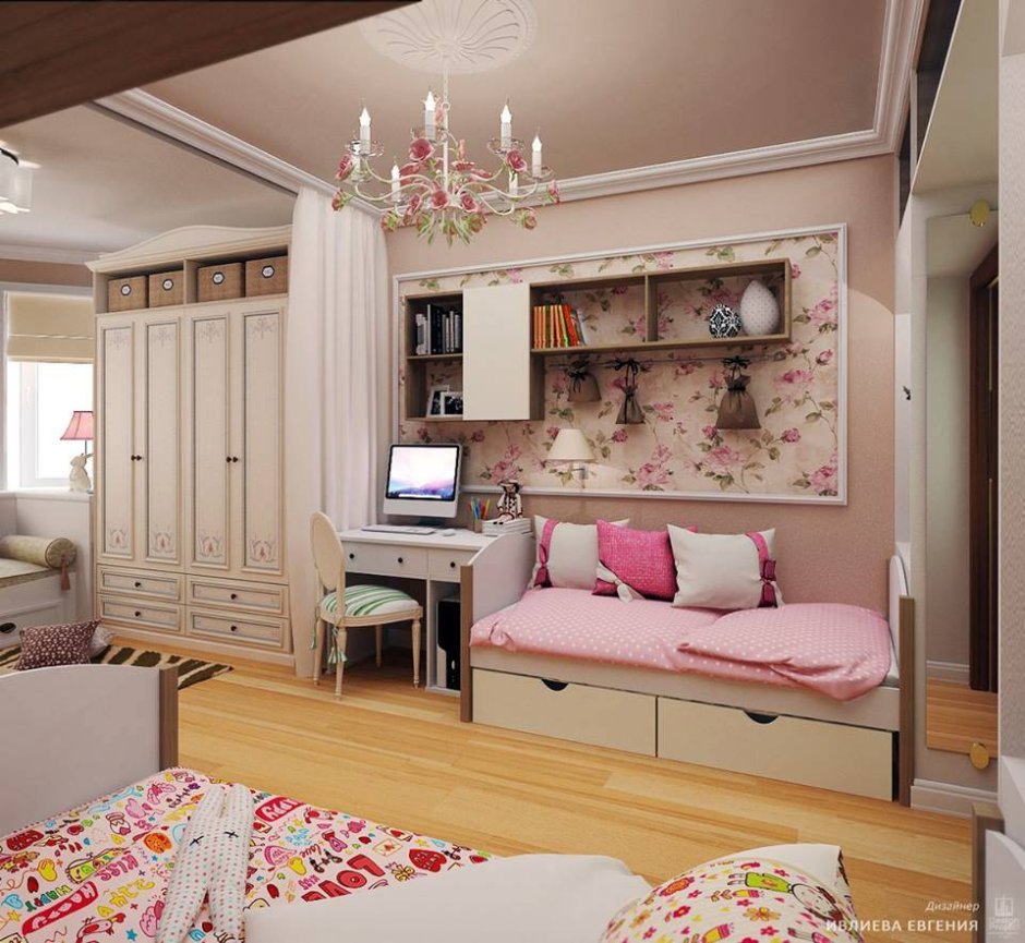 детская комната для двоих дочерей разного возраста дизайн