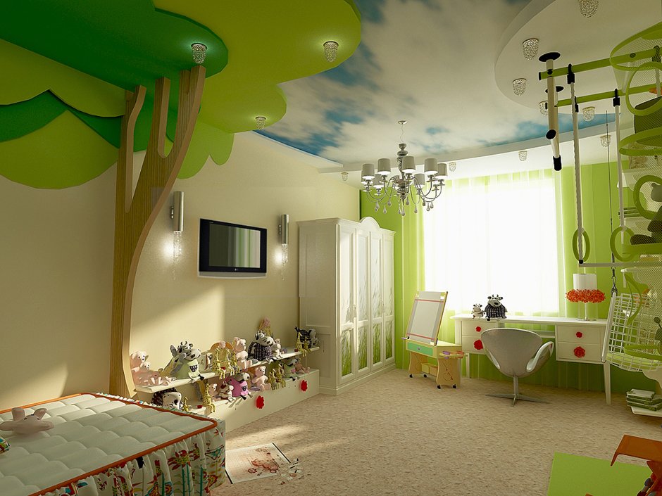 Натяжные потолки детская комната
