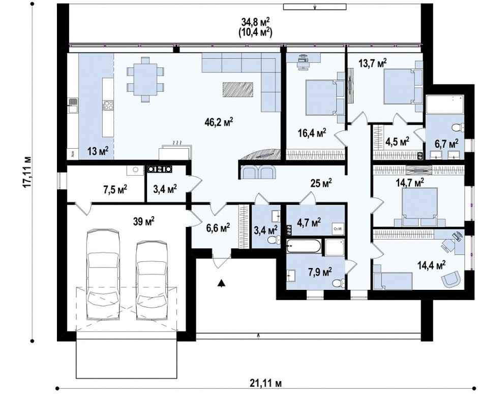 Современные планировки одноэтажных домов