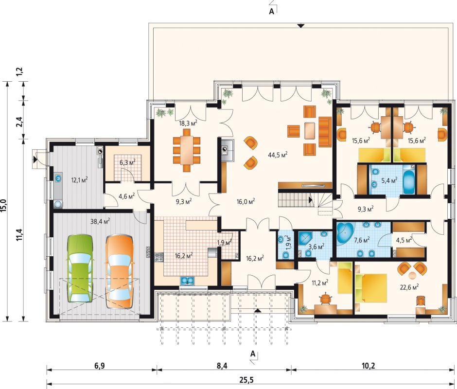 Планировки больших одноэтажных домов