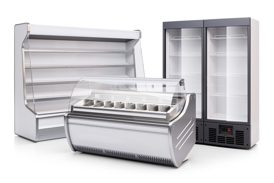 Холодильное оборудование на белом фоне