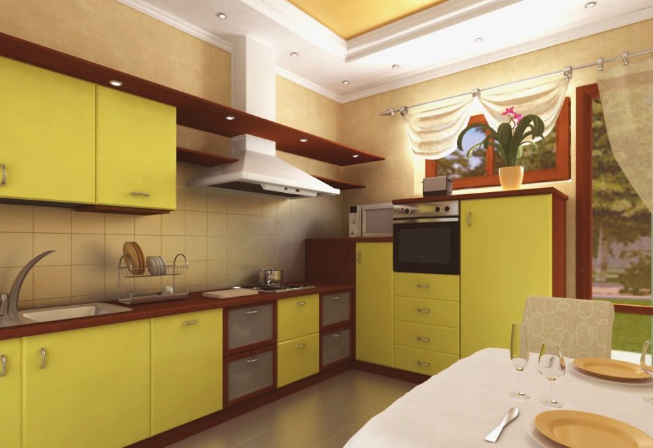Кухня в желто-коричневых тонах