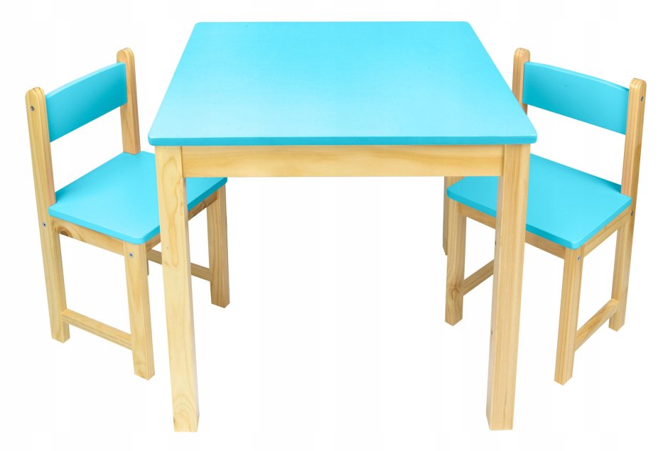 Детский белый стол и стул