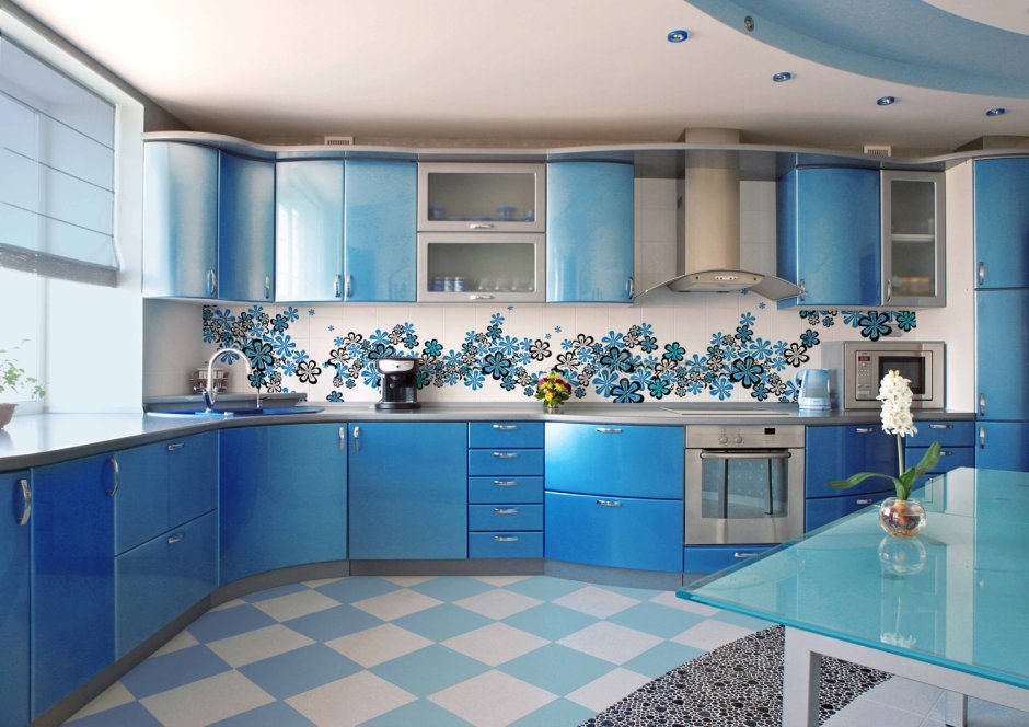Синяя кухня в интерьере