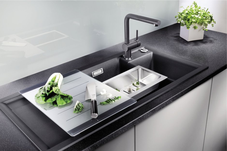 Интегрированная кухонная мойка Blanco Axia III 6s-f 99х50см искусственный гранит