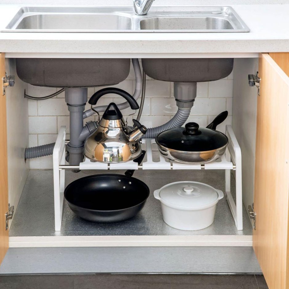 Выдвижная полка под раковину на кухню