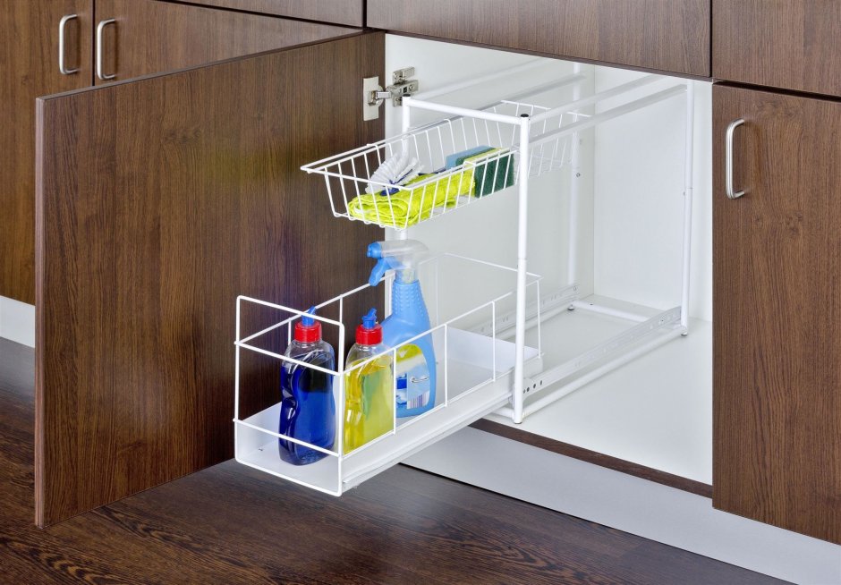 Выдвижная полка под раковину на кухню