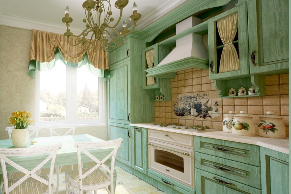 Кухня Прованс минт зеленый