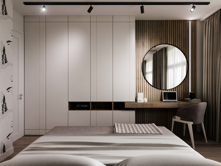 Спальня в пастельных тонах в современном стиле