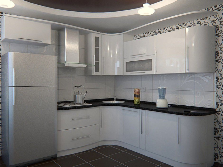 Кухня 9кв.м в стиле Модерн белая