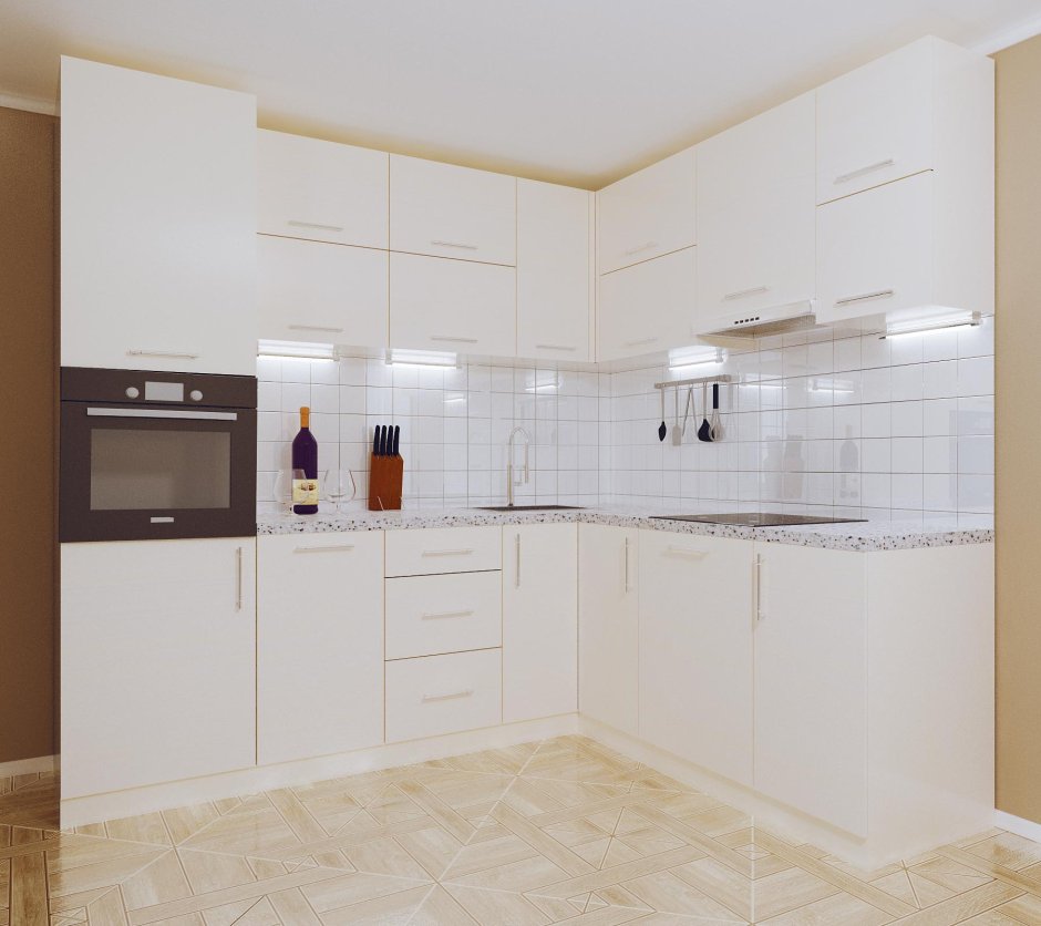 Белый глянцевый кухонный гарнитур