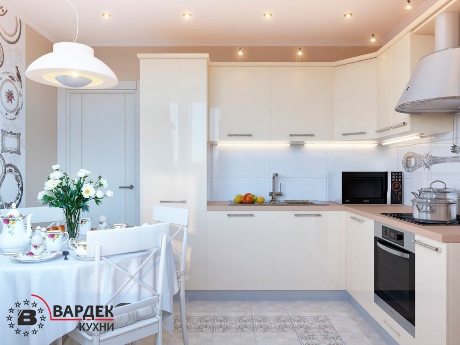 Кухня белая Нео классика 10м