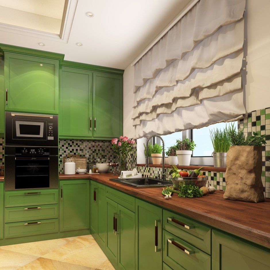 Зеленая кухня Неоклассика