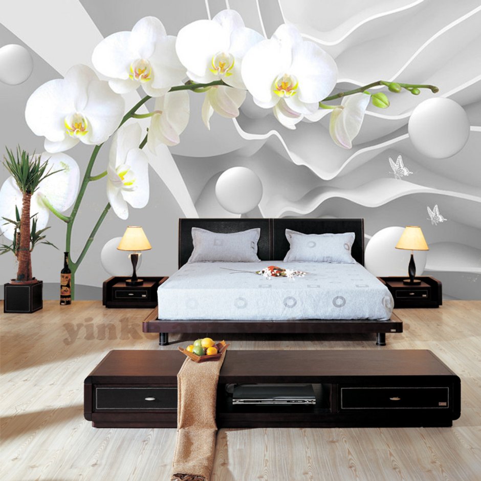 Фотообои Орхидея в спальне