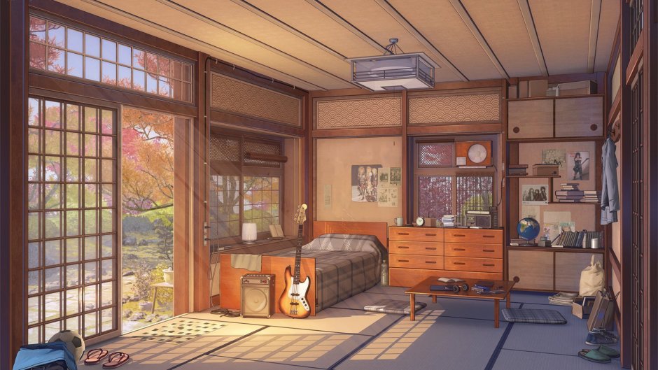 Комната с кроватью аниме