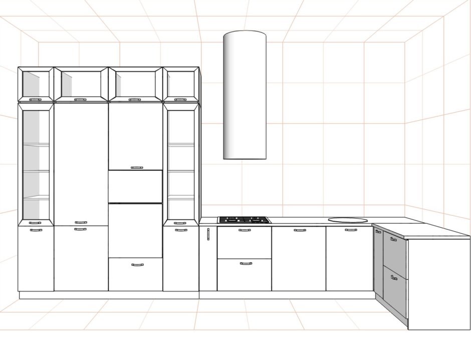Угловая кухня планировка с размерами