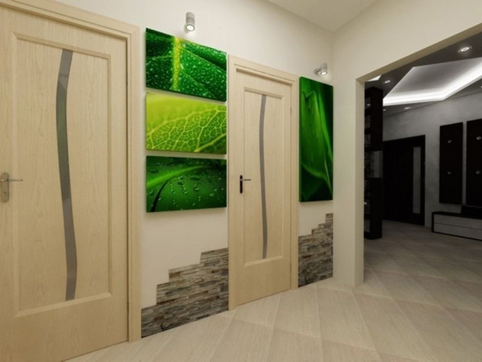 Облицовка стен в коридоре зеленая