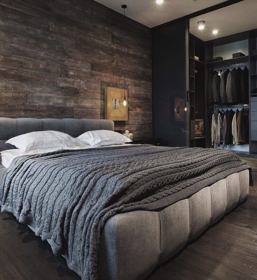 Спальня в стиле лофт с железной кроватью