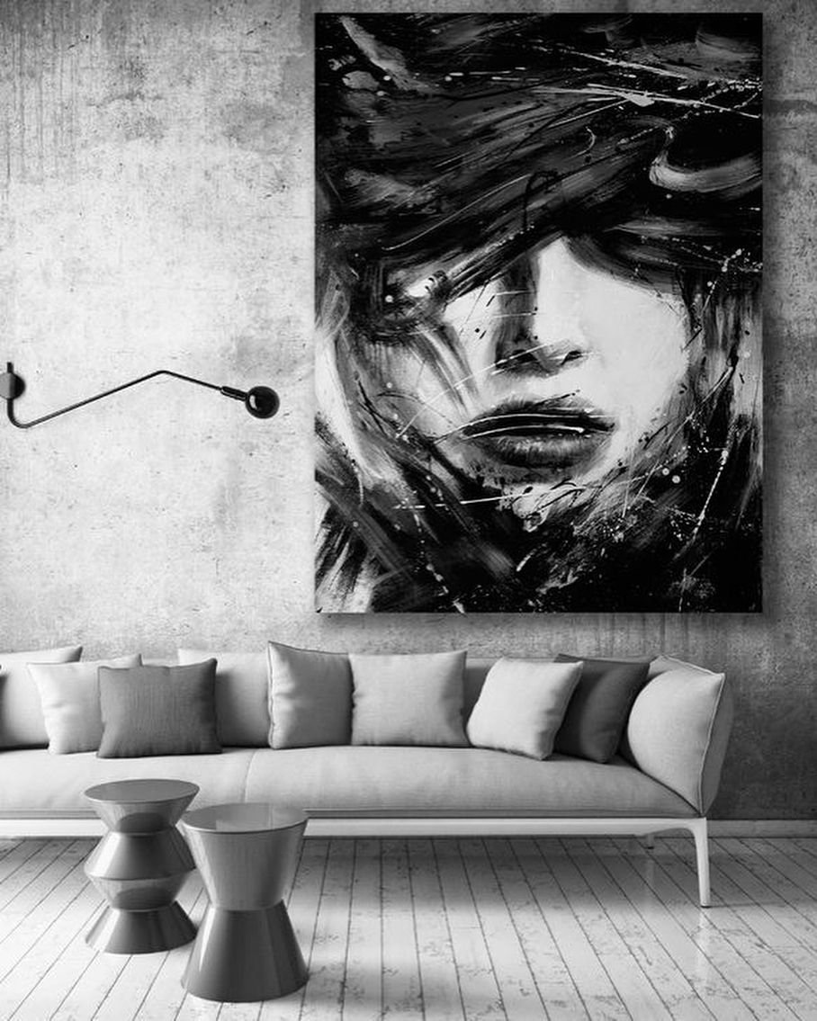 Картина для кафе черно белая