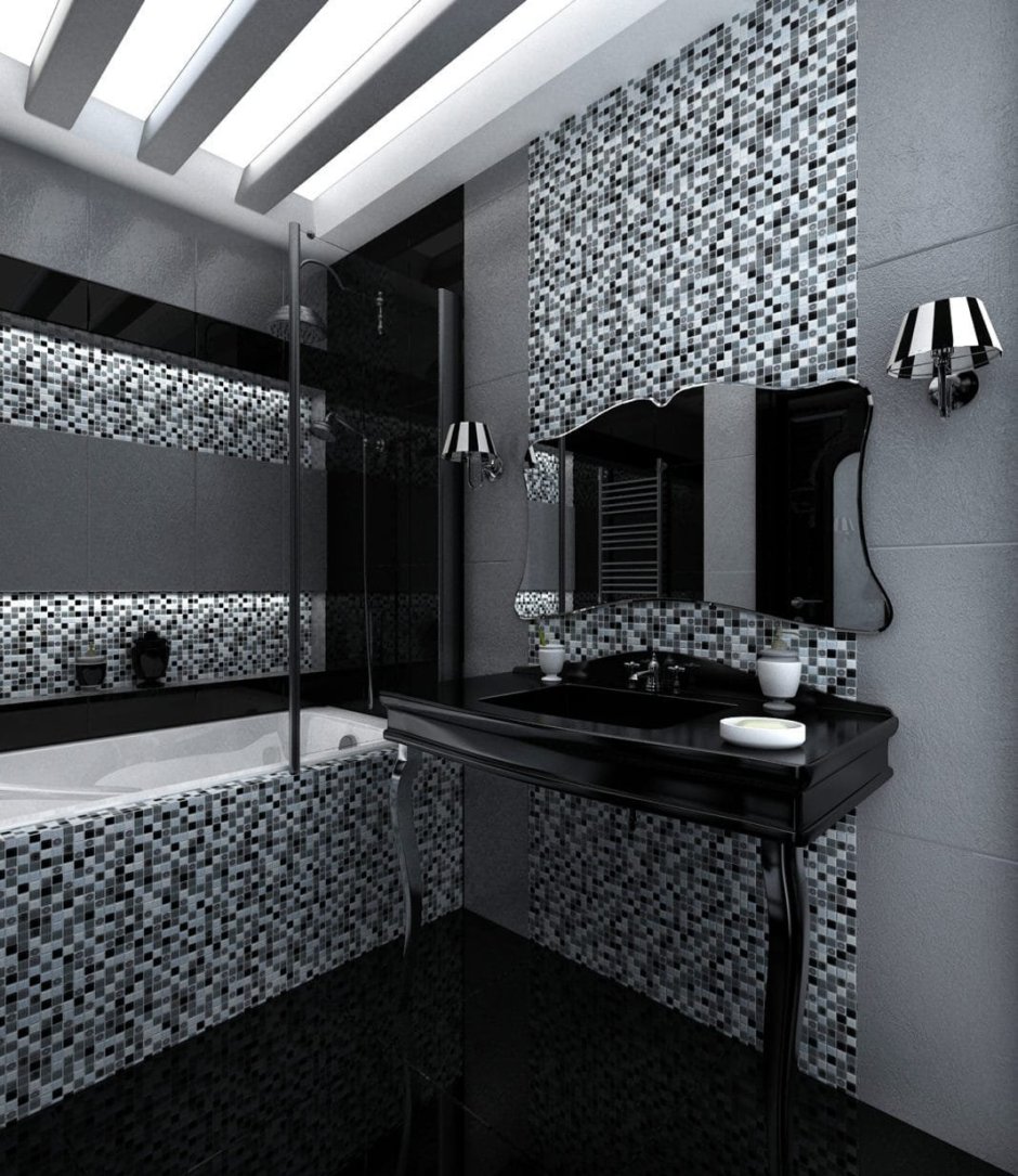 Черно-белая ванная комната