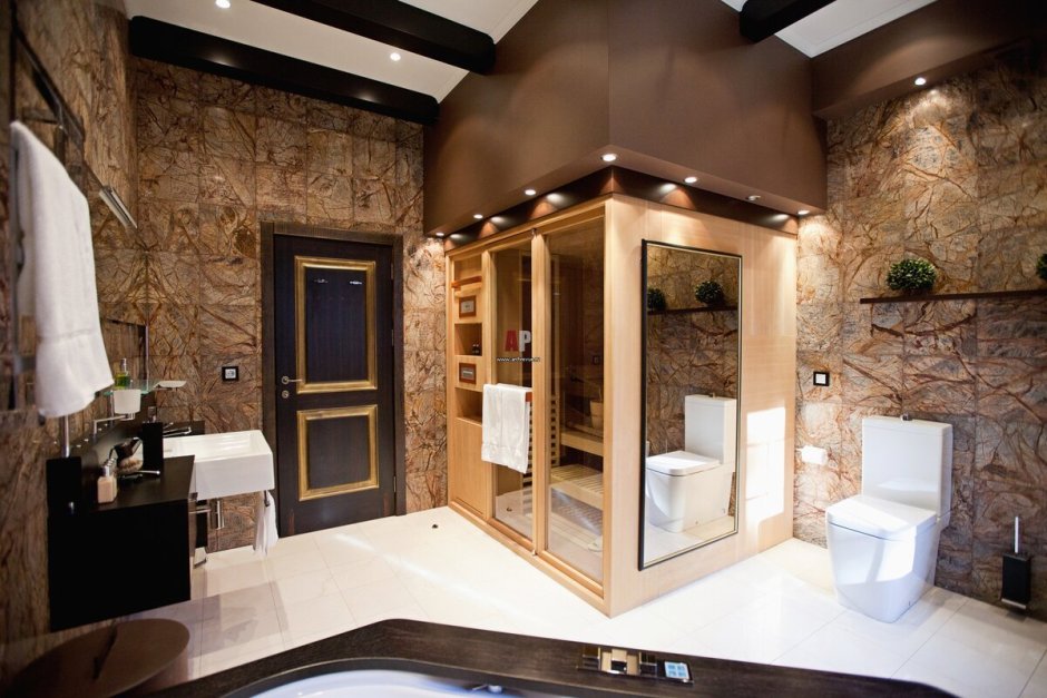 Ванная комната с сауной в частном доме