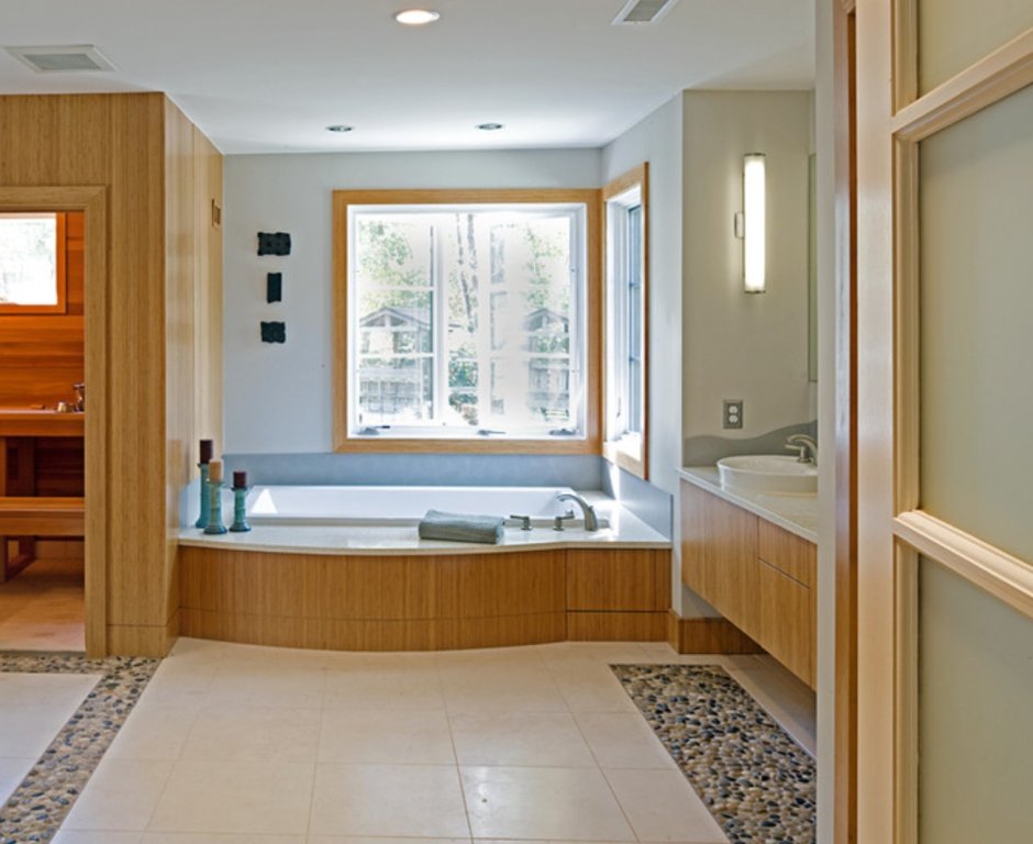 Ванная комната с сауной в частном доме
