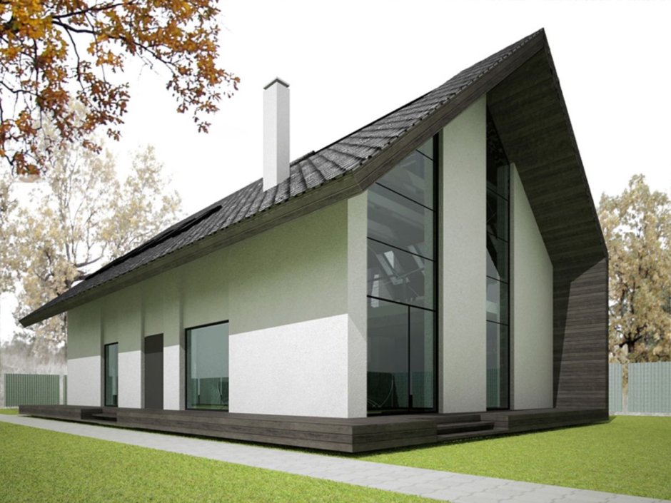 Современные дома с двускатной крышей