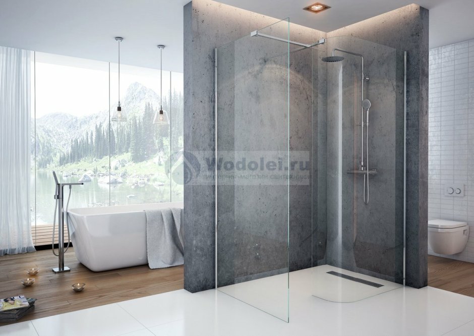 Душевая перегородка 601 70 см стационарная Oporto Shower матовое стекло