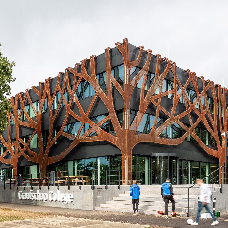 Cepezed Designs Graafschap College Doetinchem with Corten Tree façade
