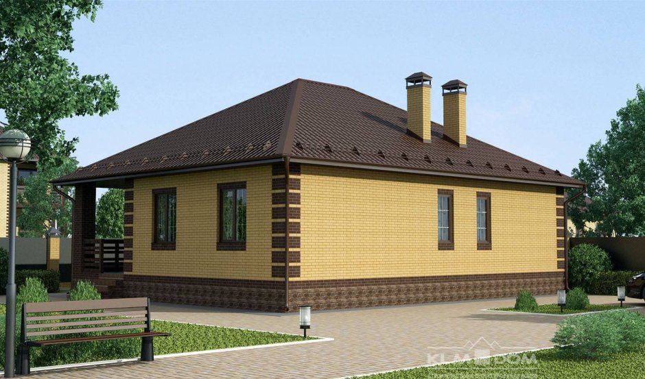 Одноэтажные дома из желтого кирпича