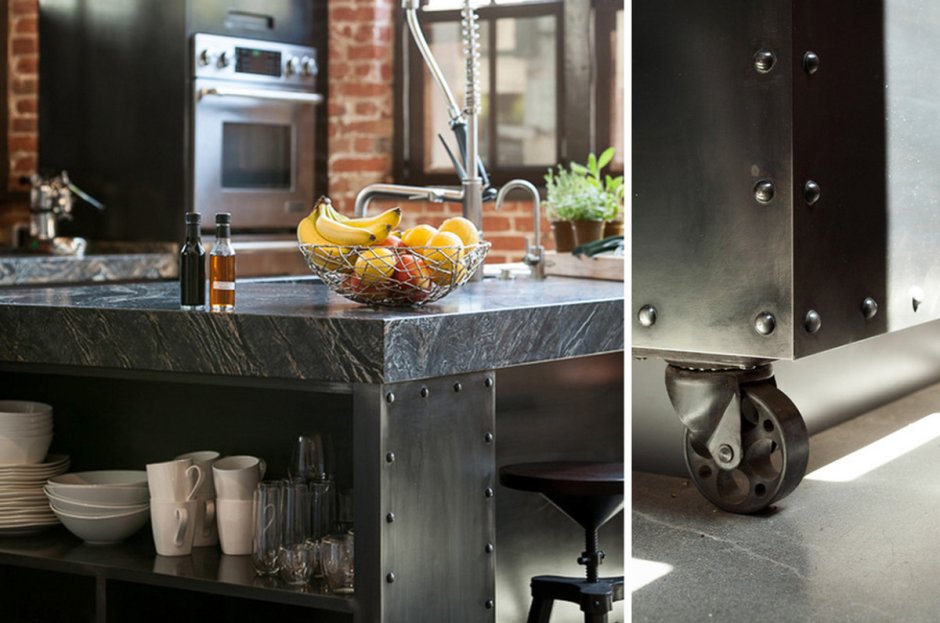 Кухонная мебель в стиле лофт из металла