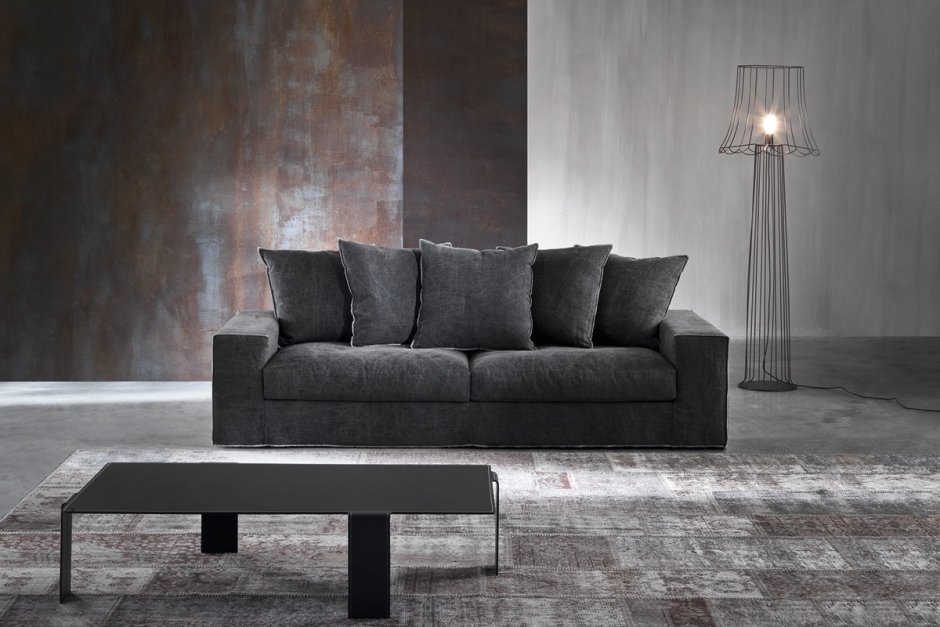 Серый велюровый диван