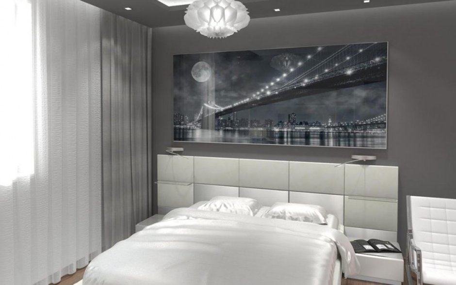 Спальня дизайн интерьера в современном стиле 20 кв.м