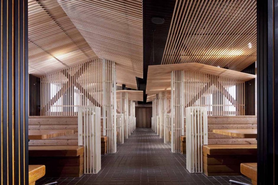 Деревянные кабинки для кафе