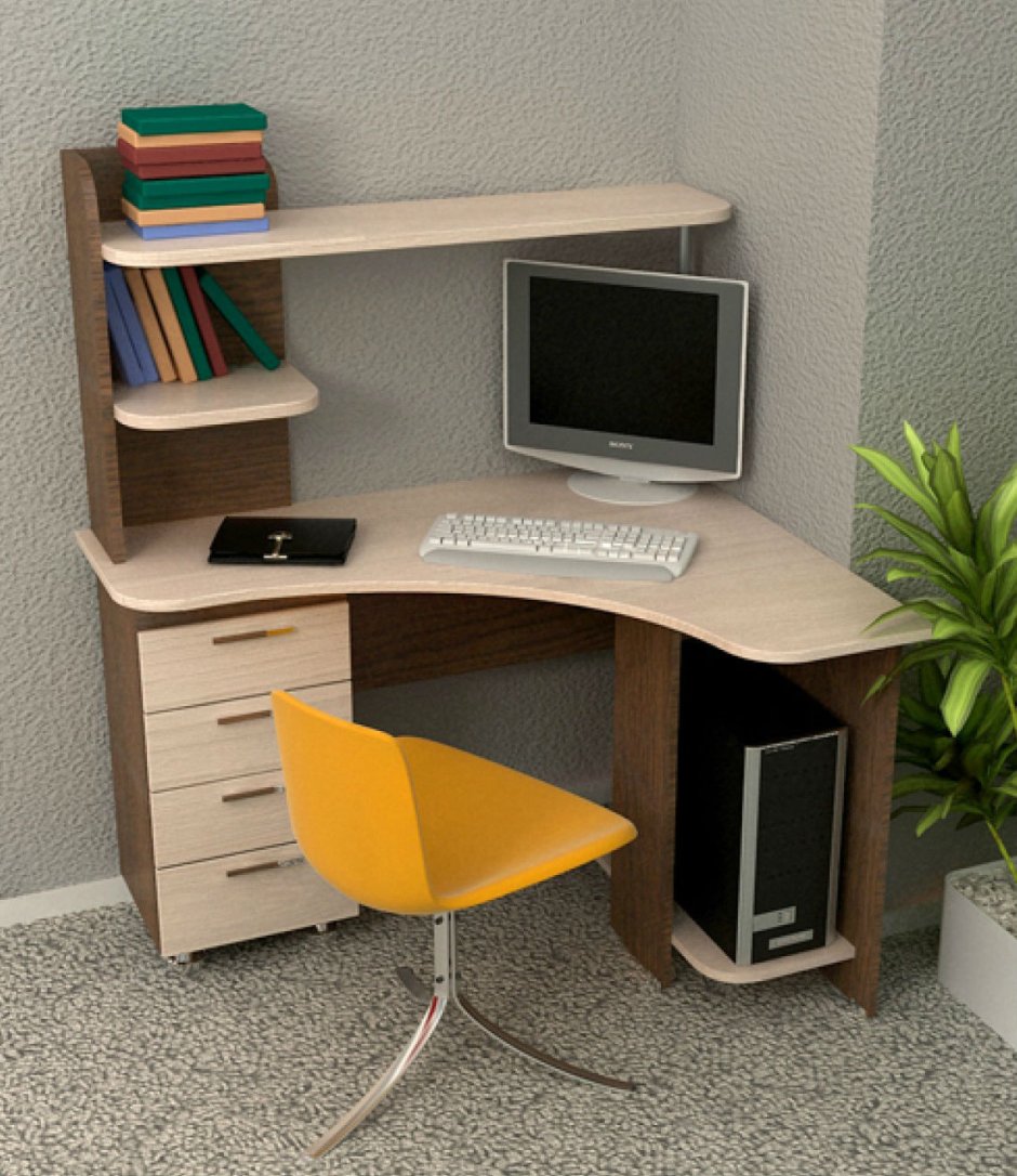 Компьютерный стол из металла и дерева