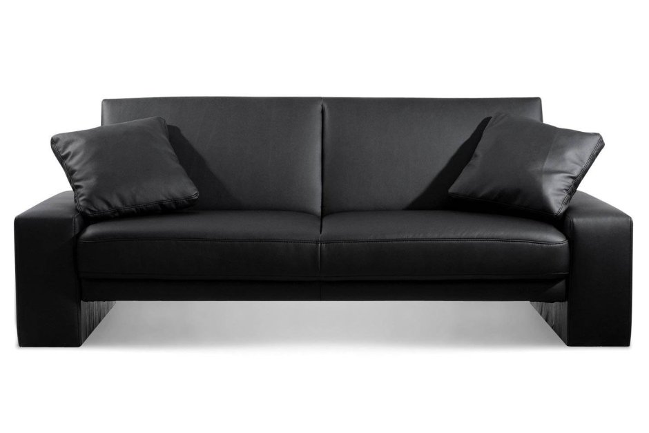Черный кожаный диван на прозрачном фоне