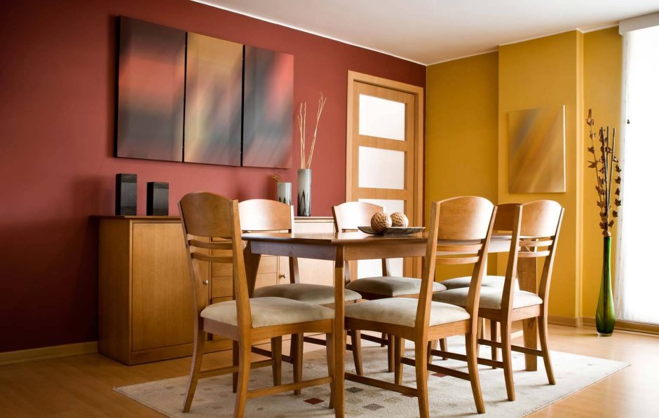 Терракотовый цвет стен на кухне