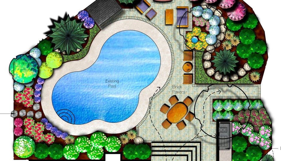 План участка с бассейном