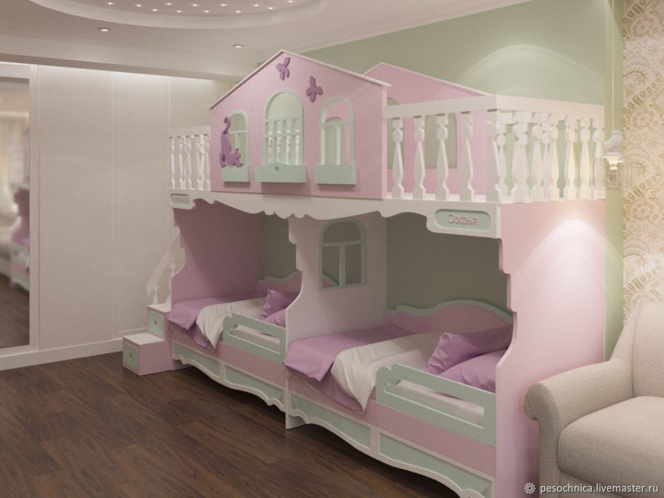 Кровать для девочек двойняшек
