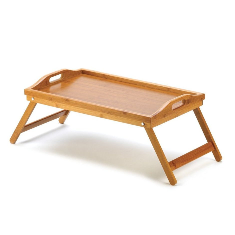 Поднос-столик деревянный 50х30х23 см для завтрака бамбук кт-ст-02