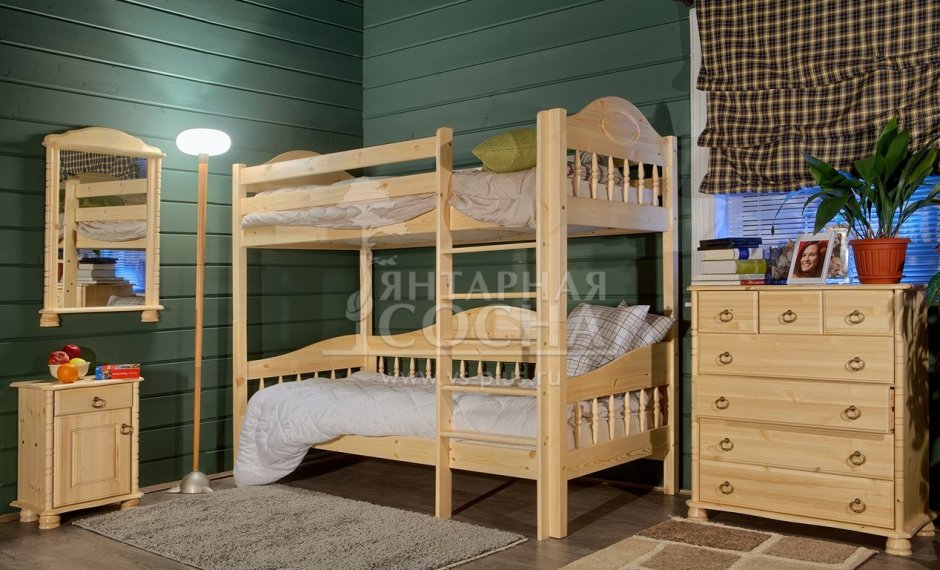 Кровать двухъярусная деревянная взрослая
