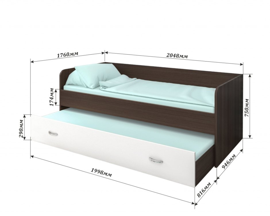 Двухъярусная кровать выкатная 2000 900
