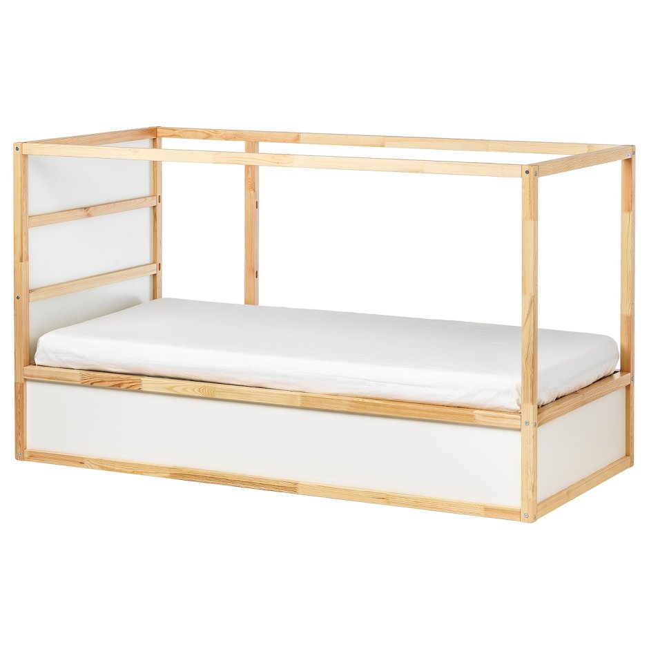 Кюра двусторонняя кровать, белый/сосна90x200 см