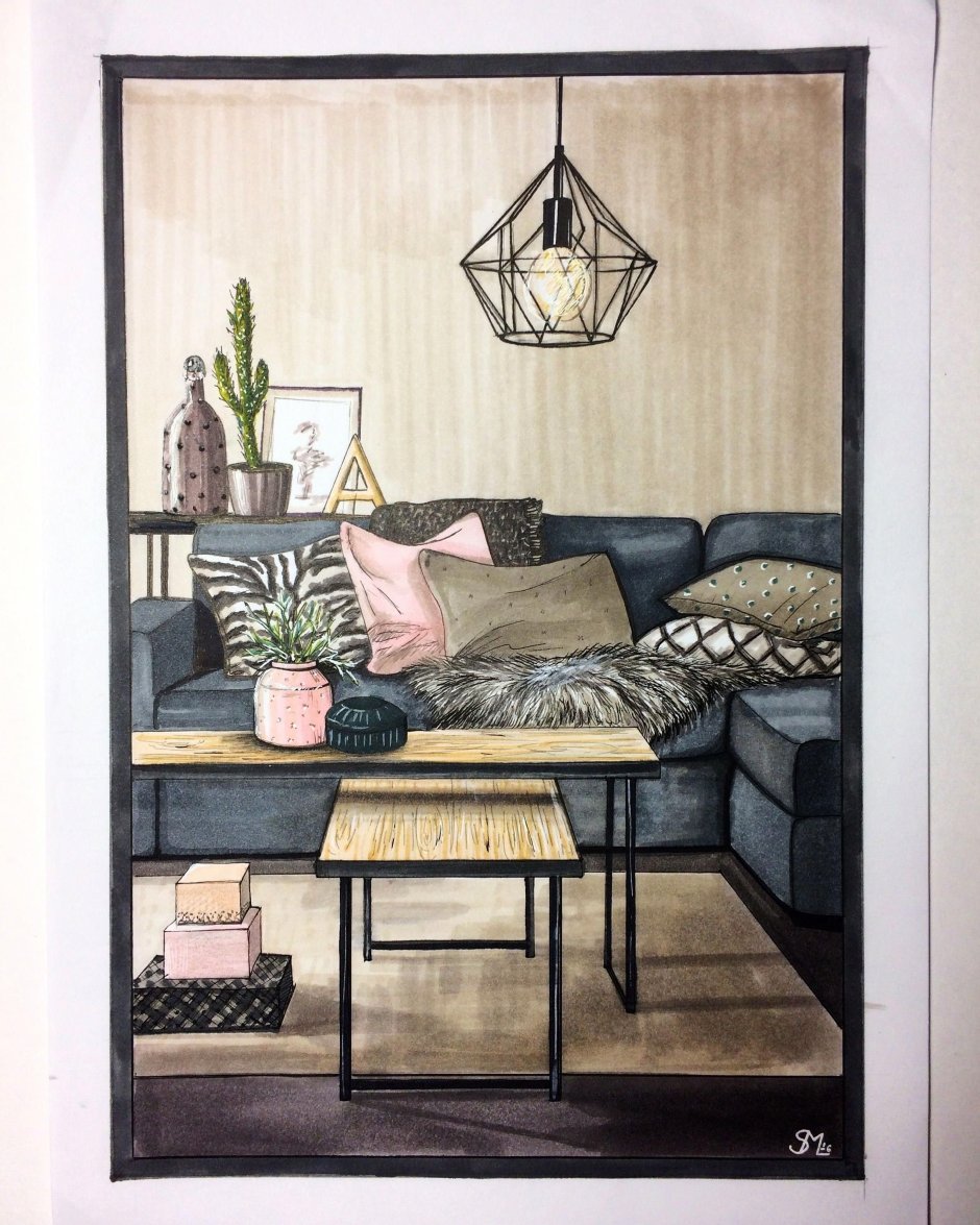 Интерьер рисунок