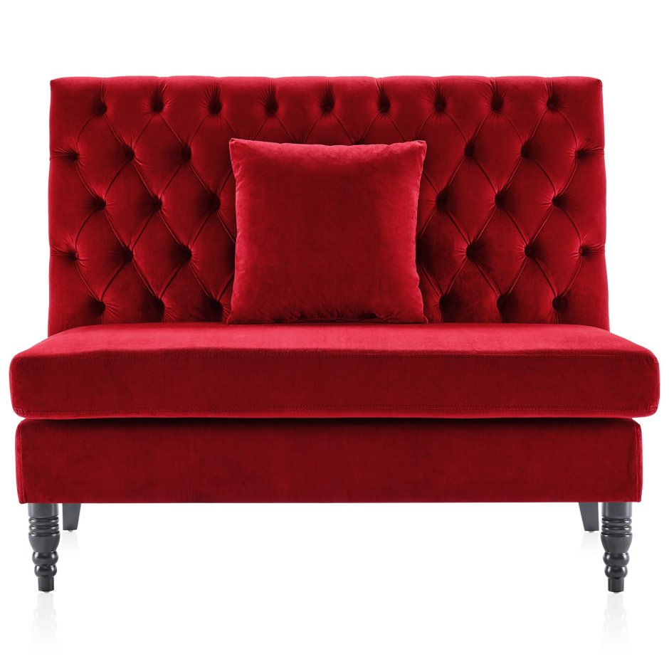 Стеганый красный диван с высокой спинкой
