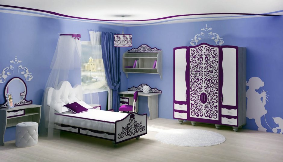 Фиолетовая комната для девочки 10 лет