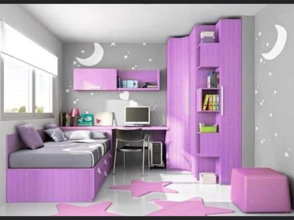 Детская кровать фиолетовая